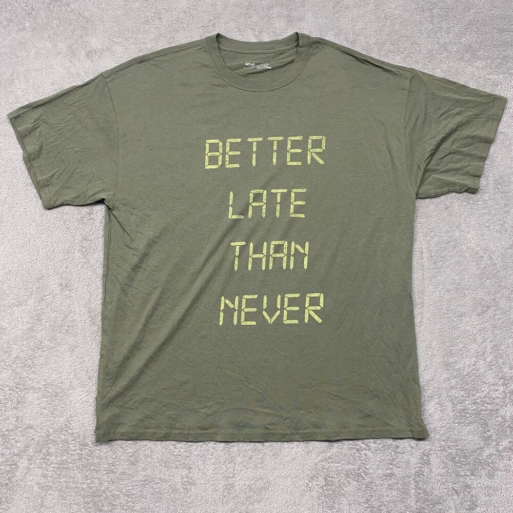 Aerie Sleepshirt Womens Small Green‎ Tee Short Sleeve Better Late Than Never